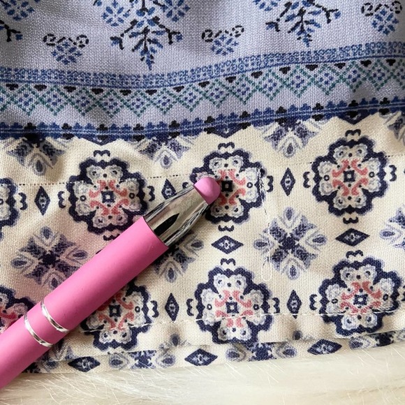 Forever 21 Preppy Cream Blue Paisley Off Shoulder Dress Sz XS - Picture 8 of 9